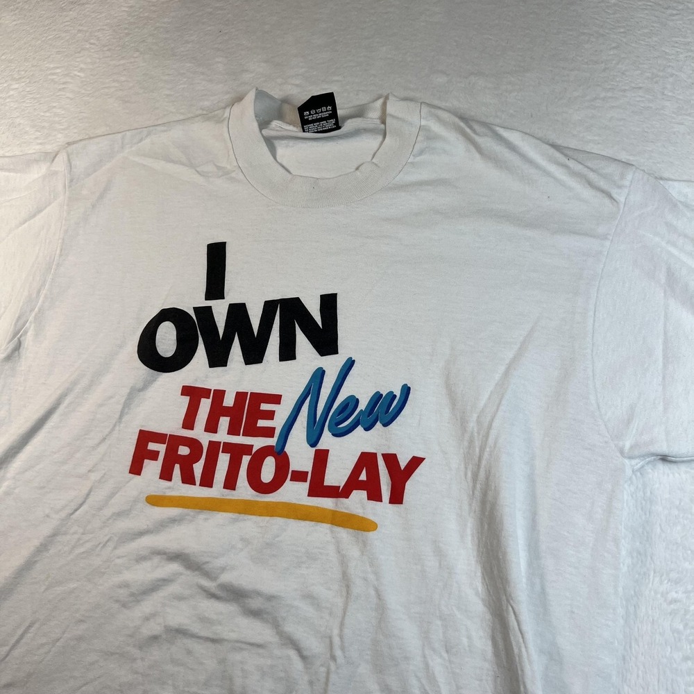Vintage‎ Screen Stars Mens XL White Frito-Lay I Own The New Tee 90s